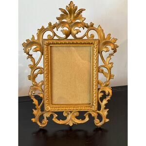 Antique Ornate Brass Freestanding 0Picture Frame